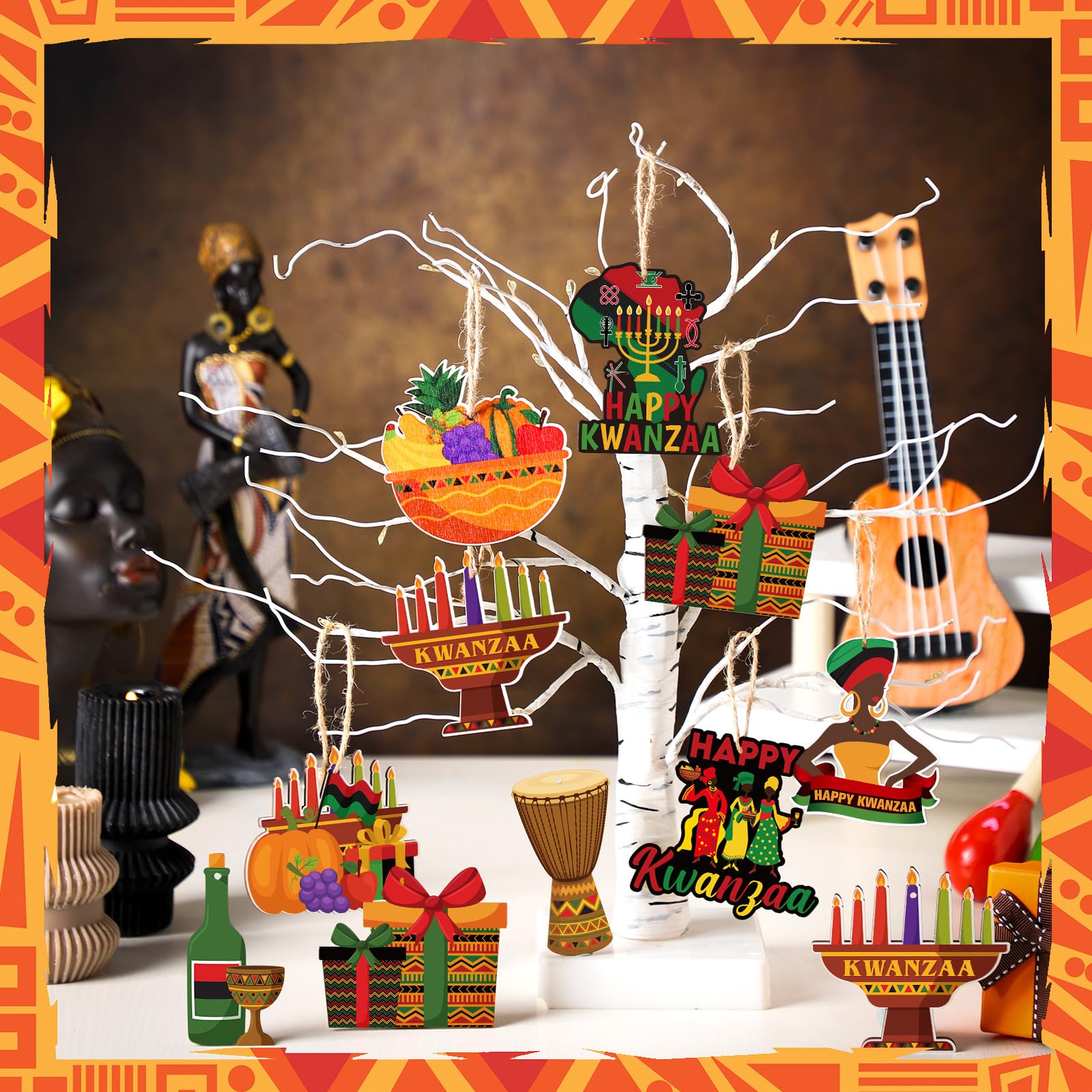 Amazon.com: Vercraft 36pcs Happy Kwanzaa Wooden Hanging Ornament